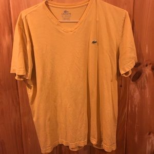 Yellow Lacoste V Neck Tee Shirt - Large